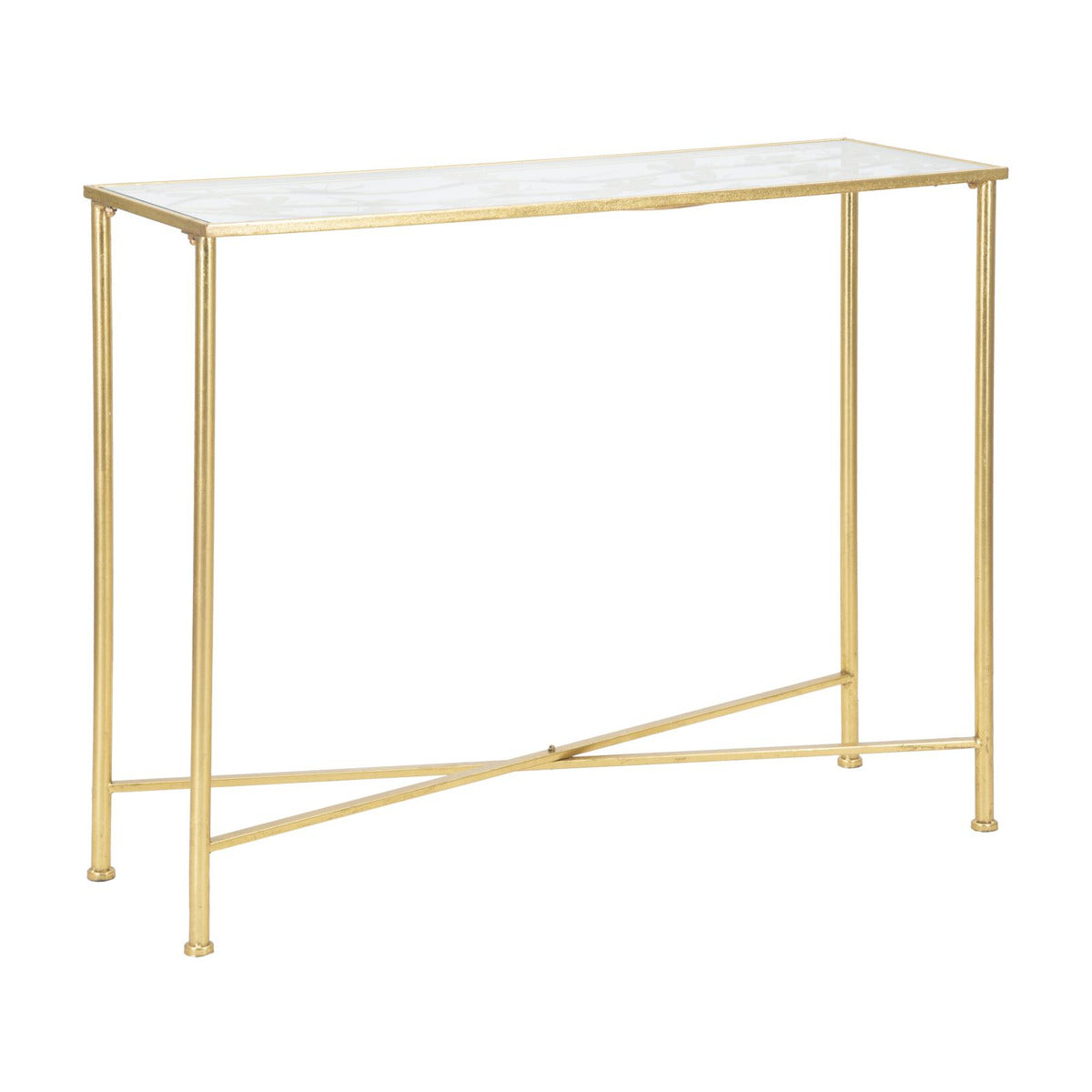 Tavolo Consolle MF629, Oro, Metallo, 100x35x80 cm, Seven Design