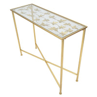 Tavolo Consolle MF629, Oro, Metallo, 100x35x80 cm, Seven Design