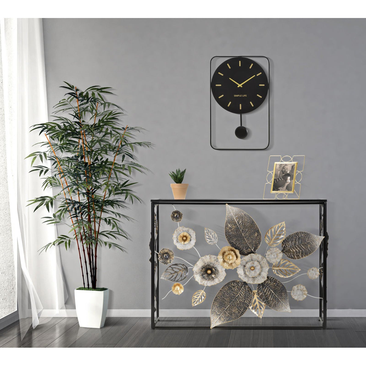 Tavolo Consolle Foglia 70, Multicolore, Metallo, 111,8x41,9x80 cm, Seven Design
