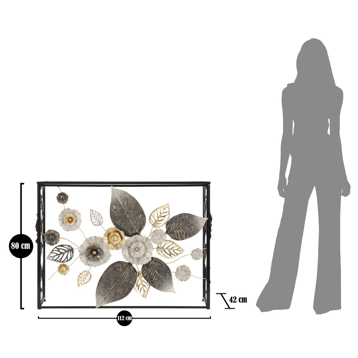 Tavolo Consolle Foglia 70, Multicolore, Metallo, 111,8x41,9x80 cm, Seven Design