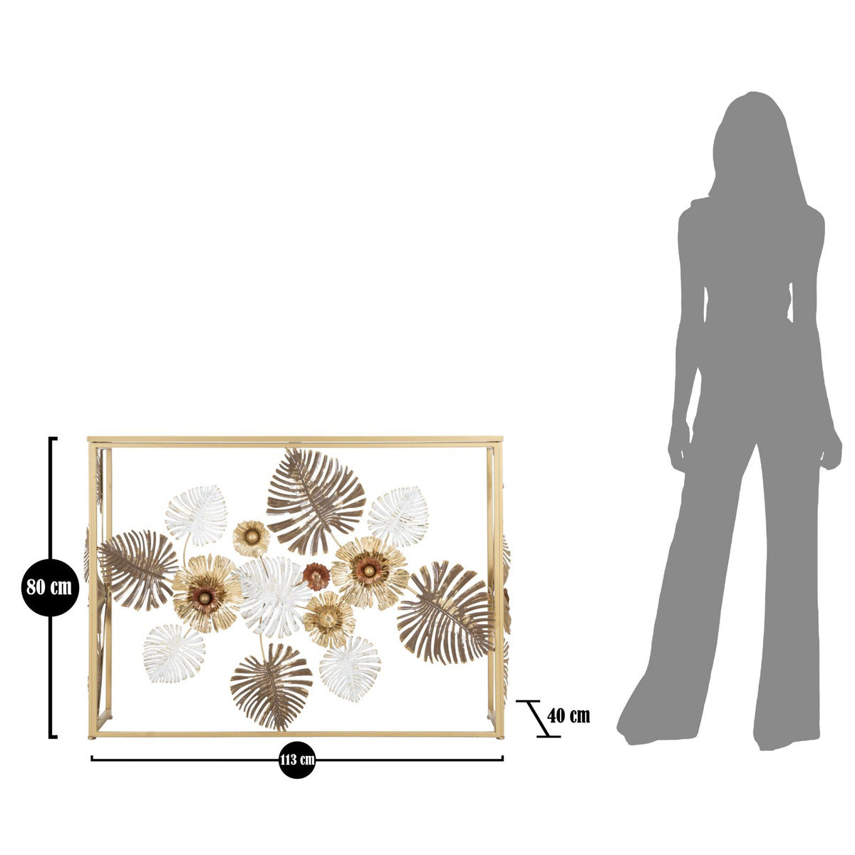 Tavolo Consolle Foglia 71, Multicolore, Metallo, 113x40x80 cm, Seven Design