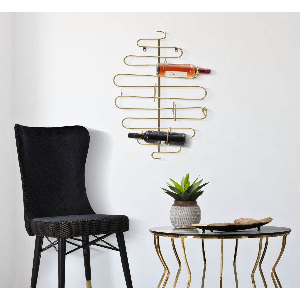 Porta Bottiglie MF326, Oro, Metallo, 53x13x72 cm, Seven Design