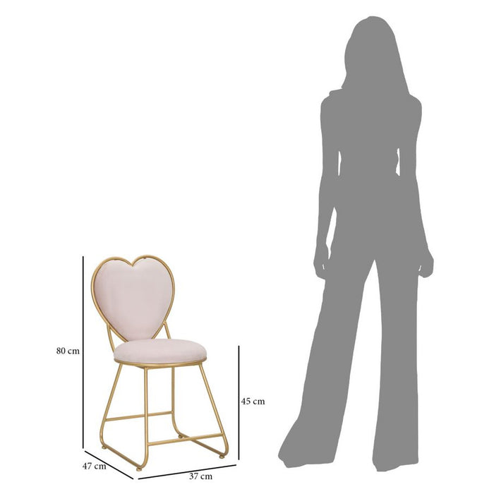 Sedia Cuore 14, Rosa, Metallo, 37x47x80 cm, Seven Design