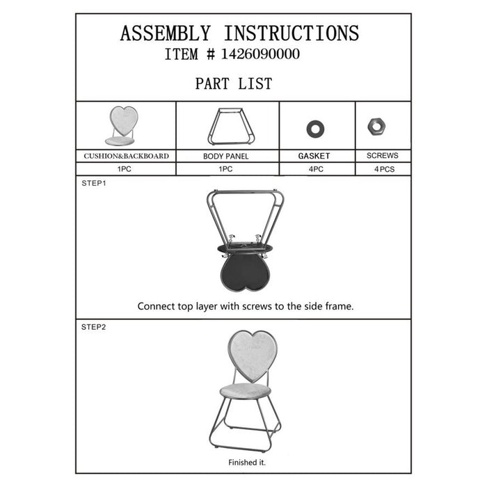 Sedia Cuore 14, Rosa, Metallo, 37x47x80 cm, Seven Design