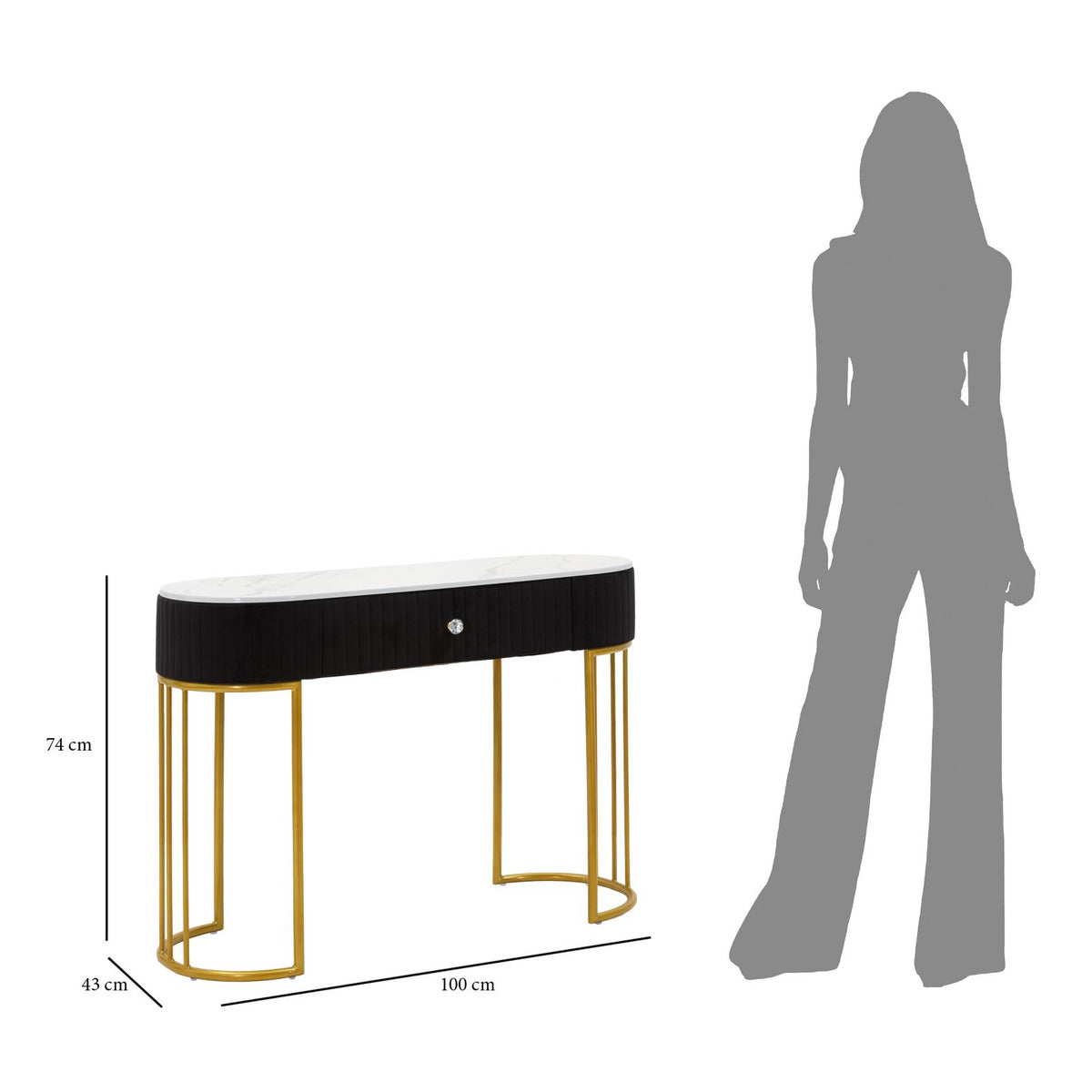 Tavolo Consolle MF614, Nero, Legno, 100x43x74 cm, Seven Design