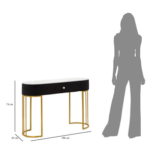 Tavolo Consolle MF614, Nero, Legno, 100x43x74 cm, Seven Design