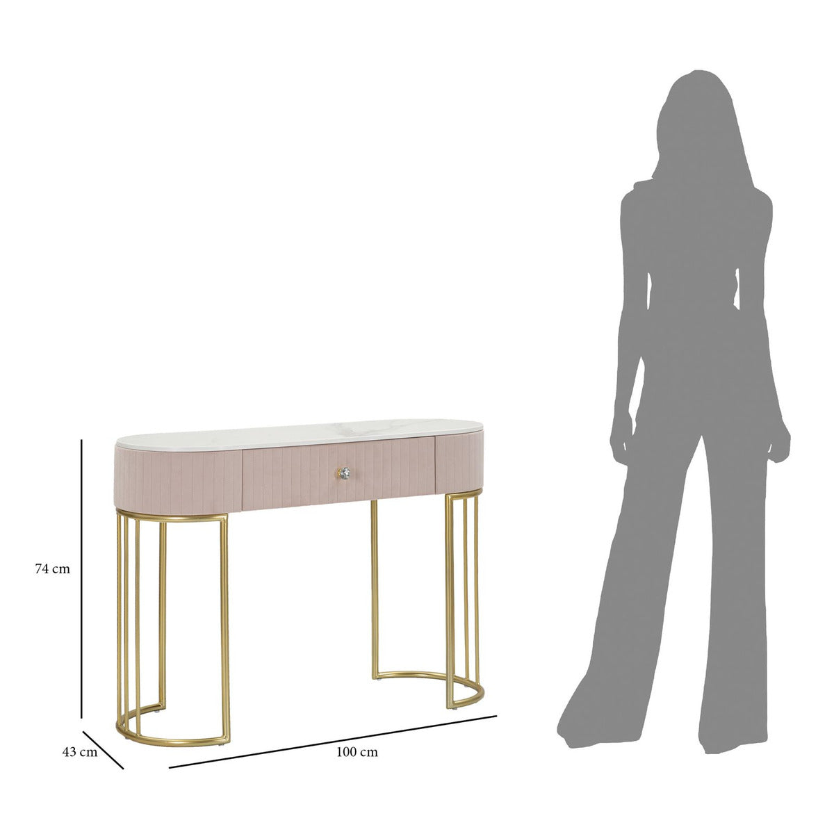 Tavolo Consolle MF616, Rosa, Legno, 100x40x75 cm, Seven Design