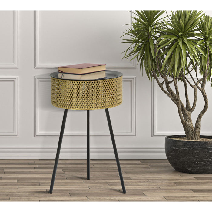 Tavolino MF524, Oro, Metallo, 40x40x65 cm, Seven Design