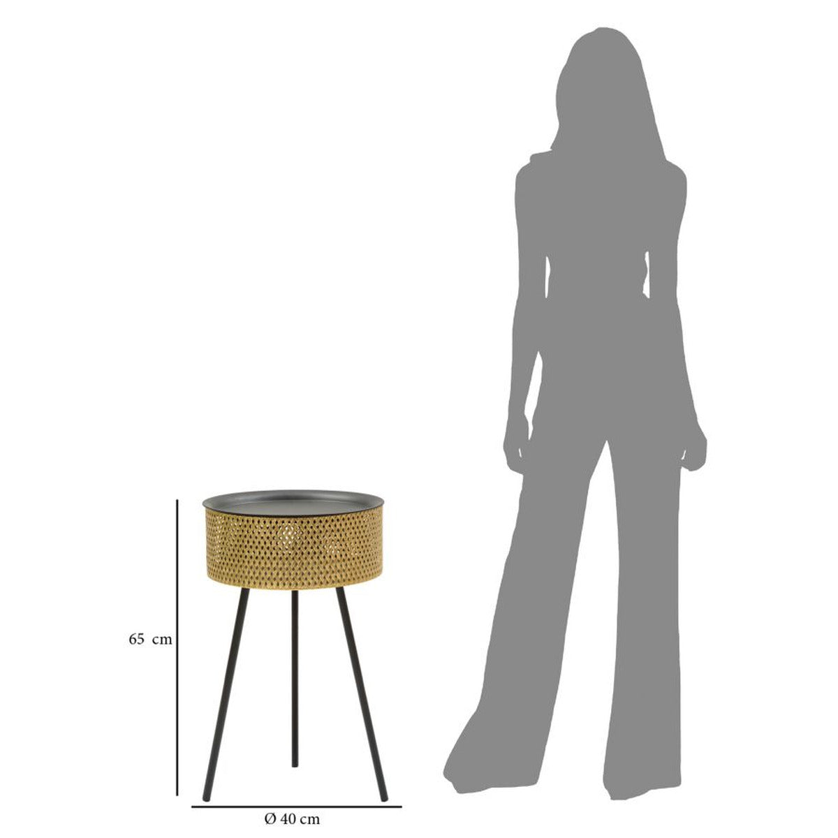 Tavolino MF524, Oro, Metallo, 40x40x65 cm, Seven Design