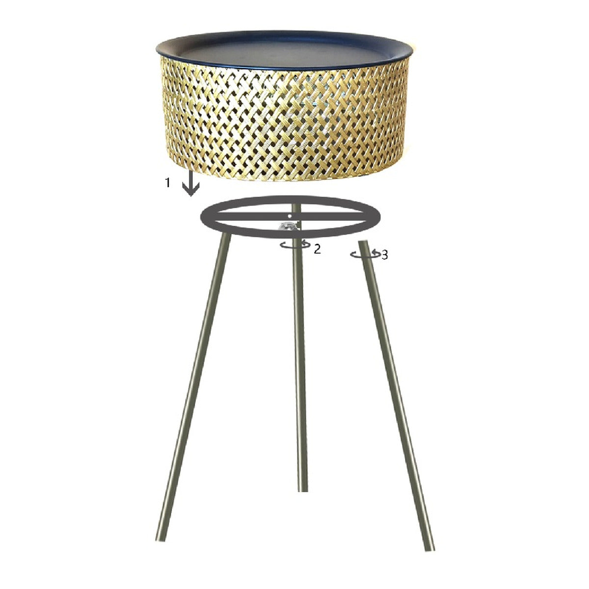 Tavolino MF524, Oro, Metallo, 40x40x65 cm, Seven Design