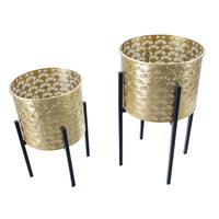 Set di 2 Vasi per Piante MF400, Oro, Metallo, 21x21x38 cm, Seven Design