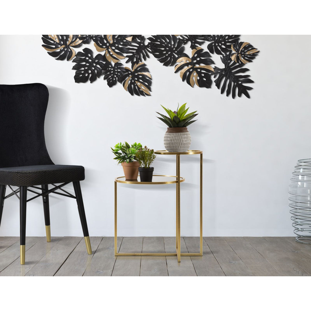 Tavolino MF570, Oro, Metallo, 50x40x60,5 cm, Seven Design