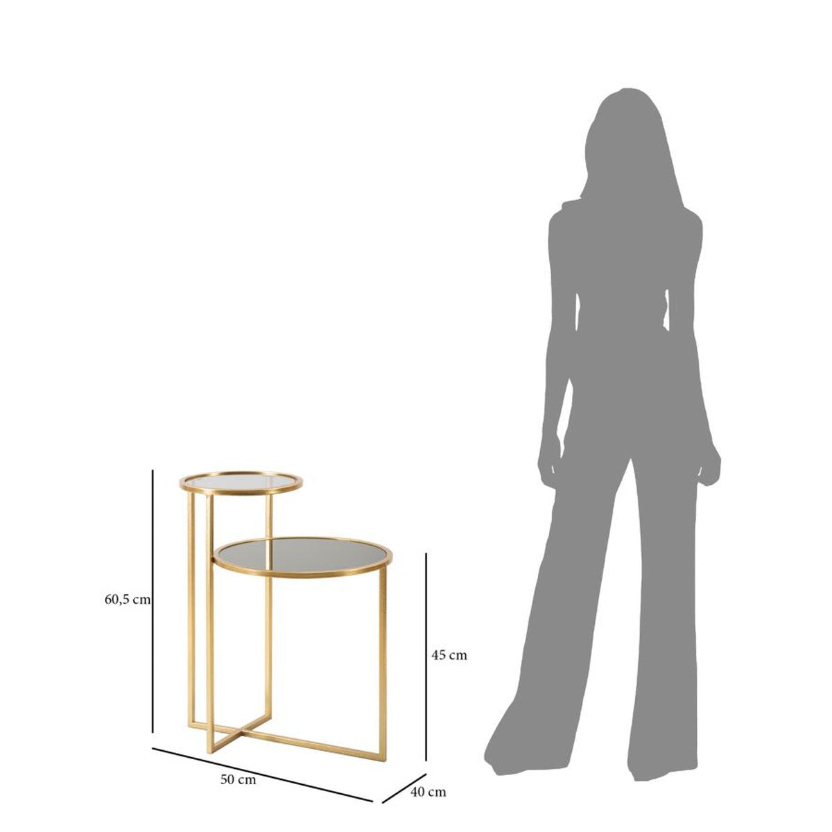 Tavolino MF570, Oro, Metallo, 50x40x60,5 cm, Seven Design