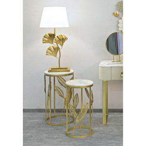 Tavolino Gogli, Oro, Metallo, 35x35x65,5 cm, Seven Design