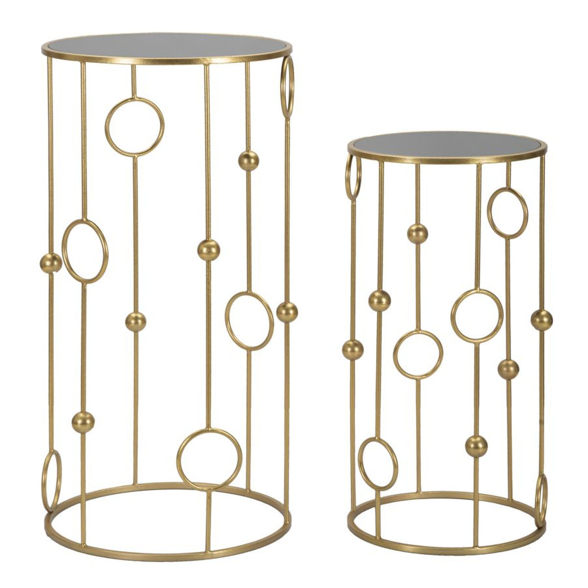 Tavolino Cerchi 35, Oro, Metallo, 50x50x100 cm, Seven Design