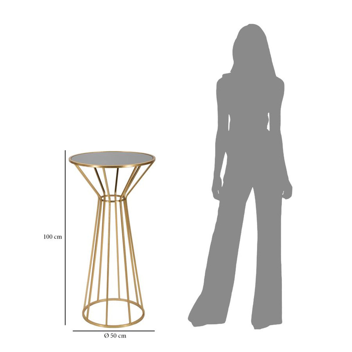 Tavolino MF587, Oro, Metallo, 50x50x100 cm, Seven Design