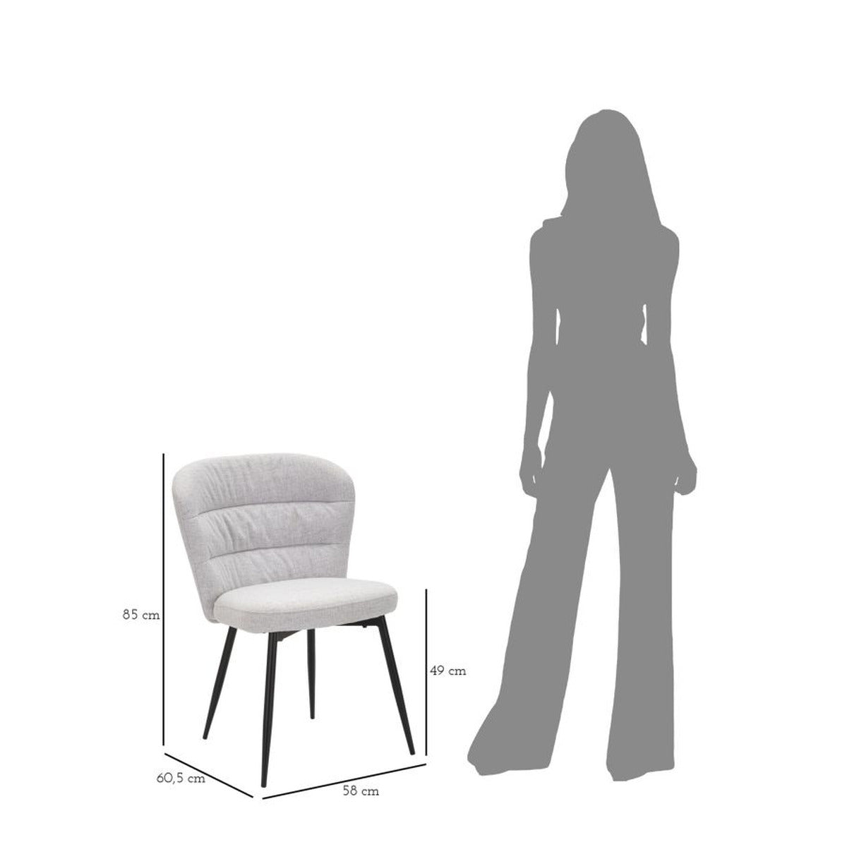 Set di 2 Sedie MF378, Grigio, Metallo, 58x60,5x85 cm, Seven Design