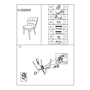 Set di 2 Sedie MF378, Grigio, Metallo, 58x60,5x85 cm, Seven Design