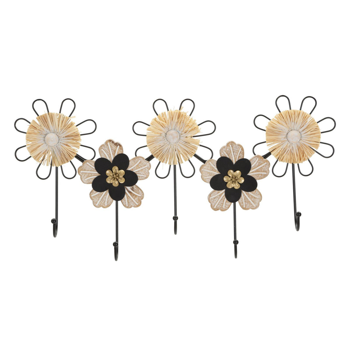 Appendiabiti da Parete Fiori 1, Marrone, Metallo, 61x5,5x30,5 cm, Seven Design