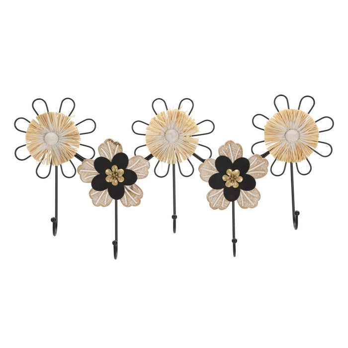 Appendiabiti da Parete Fiori 1, Marrone, Metallo, 61x5,5x30,5 cm, Seven Design