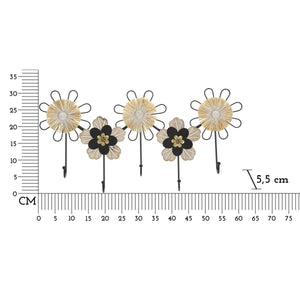 Appendiabiti da Parete Fiori 1, Marrone, Metallo, 61x5,5x30,5 cm, Seven Design