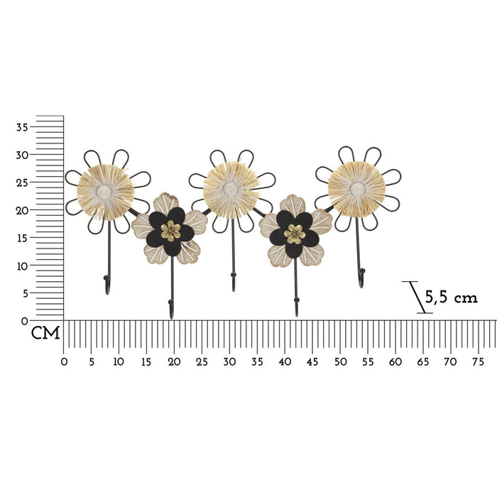 Appendiabiti da Parete Fiori 1, Marrone, Metallo, 61x5,5x30,5 cm, Seven Design