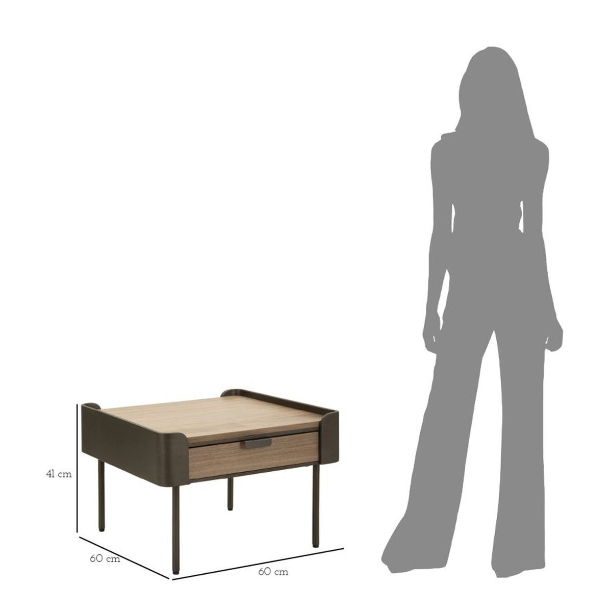 Tavolino MF518, Marrone, Legno, 60x60x41 cm, Seven Design