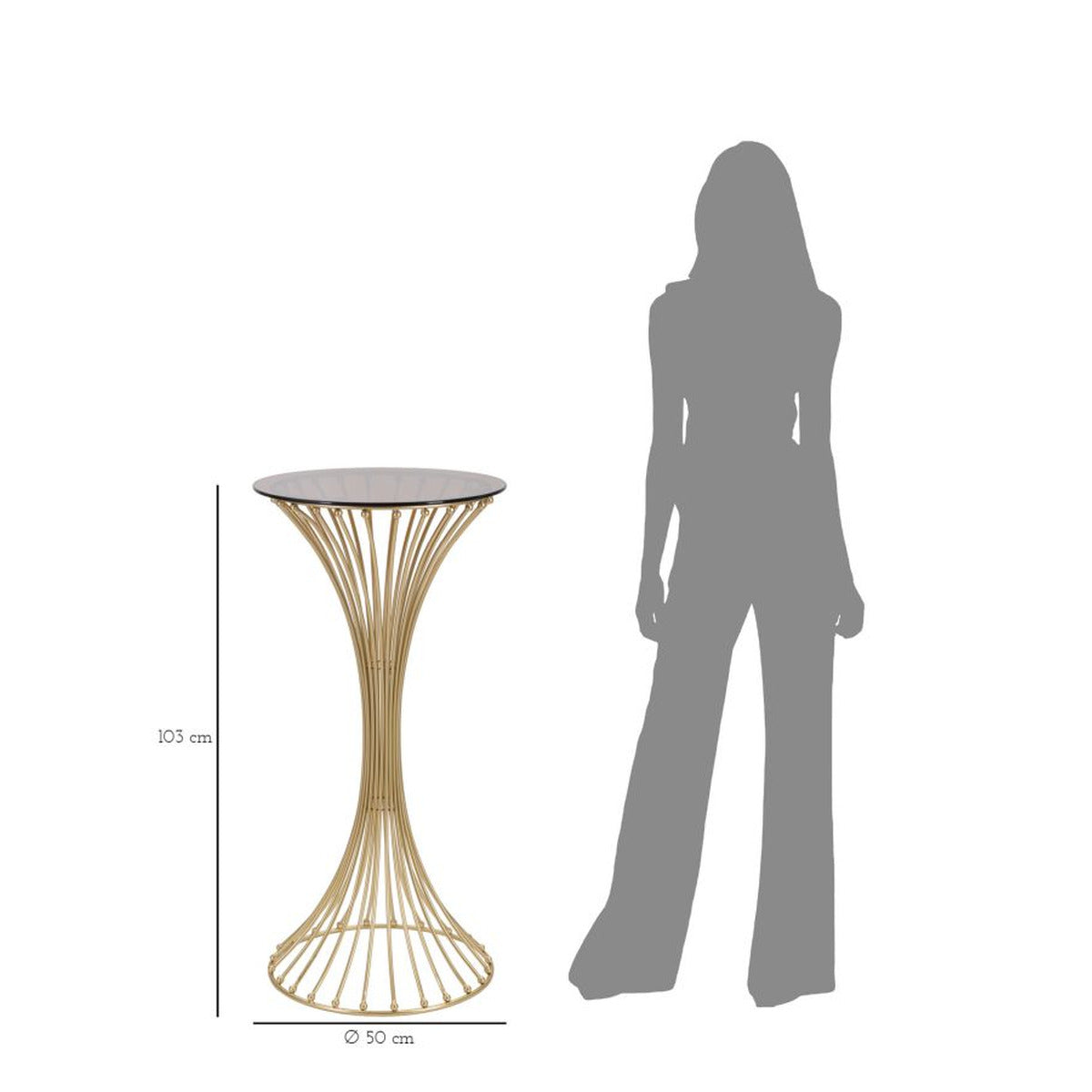 Tavolino MF596, Oro, Metallo, 50x50x103 cm, Seven Design