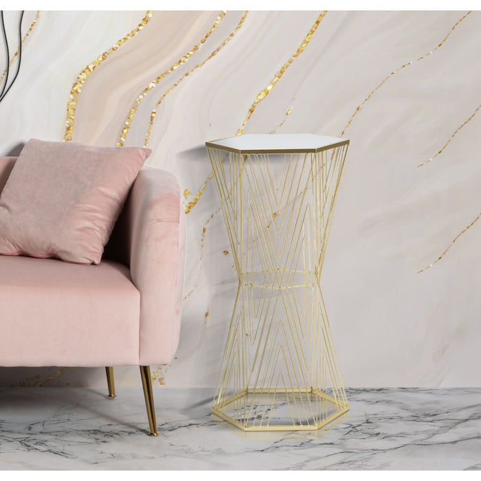 Tavolino MF600, Oro, Metallo, 40x35x80 cm, Seven Design