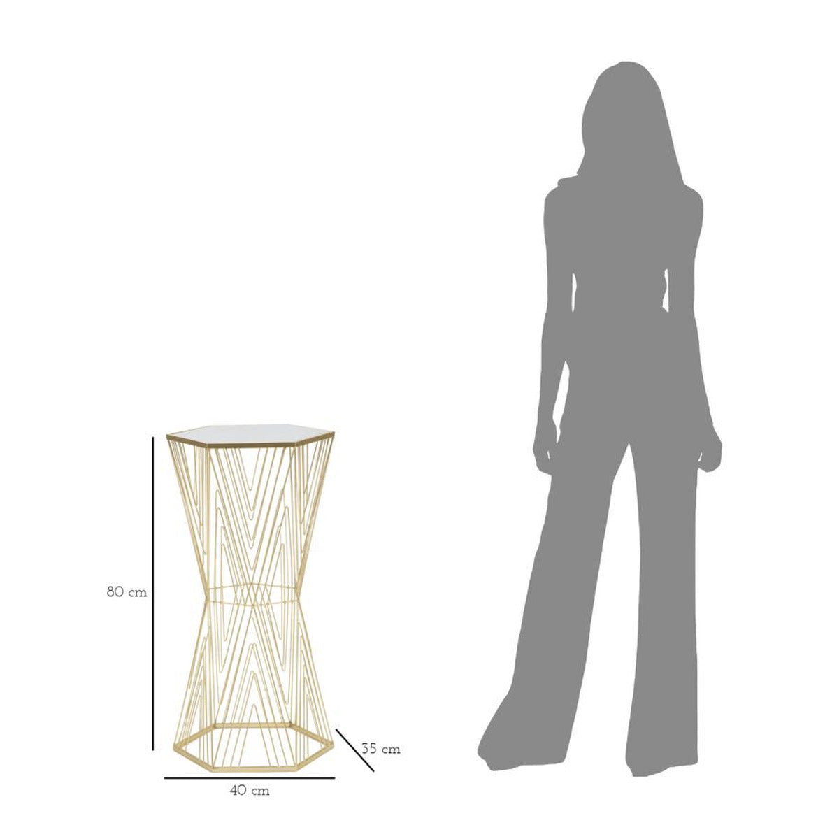 Tavolino MF600, Oro, Metallo, 40x35x80 cm, Seven Design