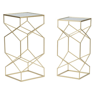 Tavolino MF565, Oro, Metallo, 31,5x31,5x68 cm, Seven Design