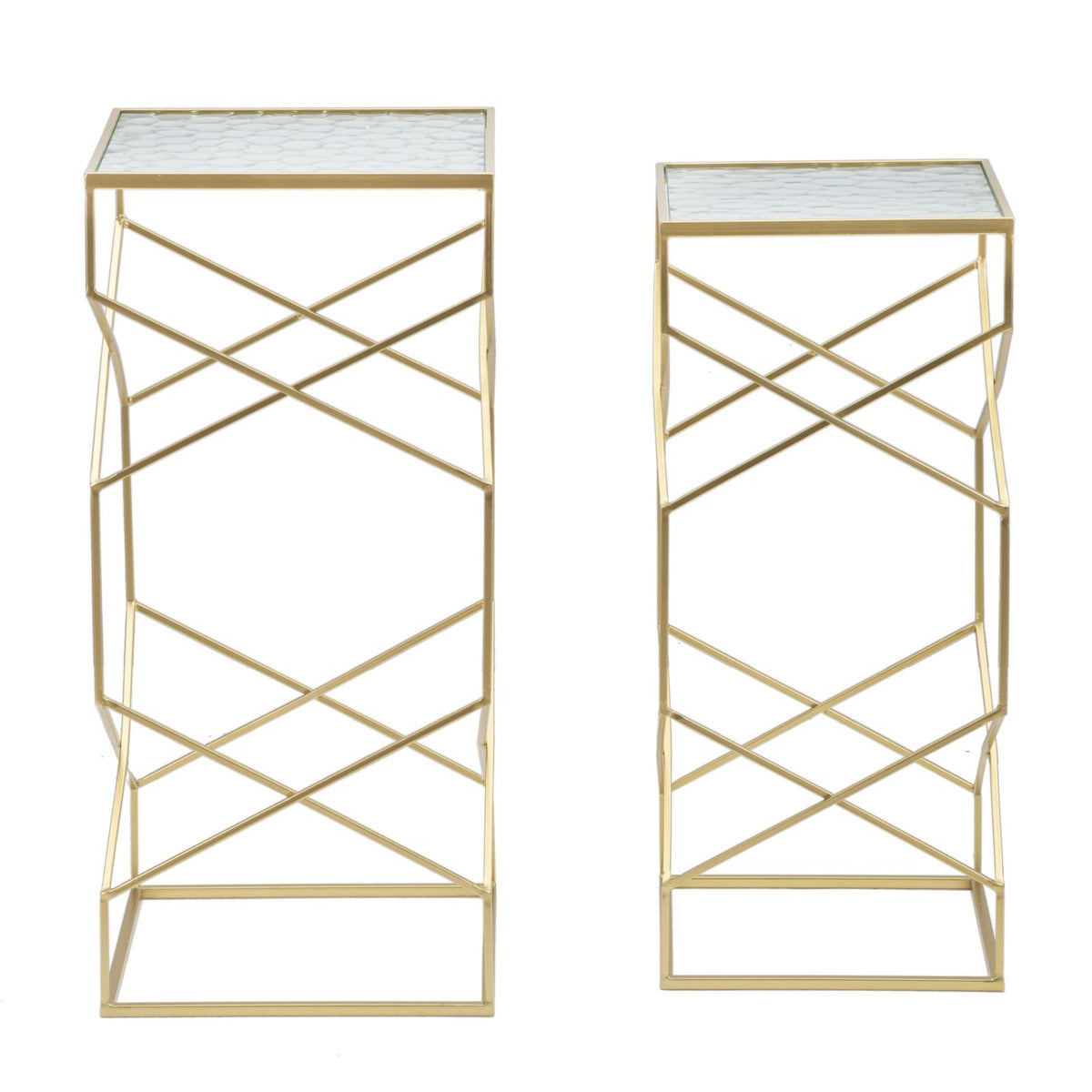 Tavolino MF565, Oro, Metallo, 31,5x31,5x68 cm, Seven Design