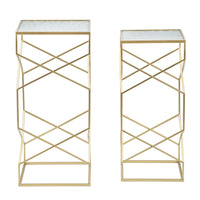 Tavolino MF565, Oro, Metallo, 31,5x31,5x68 cm, Seven Design