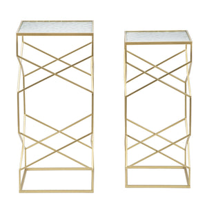 Tavolino MF565, Oro, Metallo, 31,5x31,5x68 cm, Seven Design