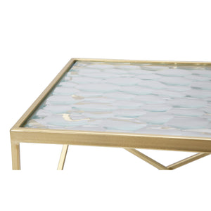 Tavolino MF565, Oro, Metallo, 31,5x31,5x68 cm, Seven Design