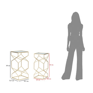 Tavolino MF565, Oro, Metallo, 31,5x31,5x68 cm, Seven Design