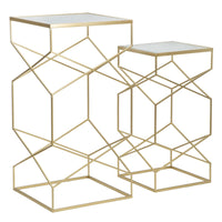 Tavolino MF595, Oro, Metallo, 50x50x100 cm, Seven Design