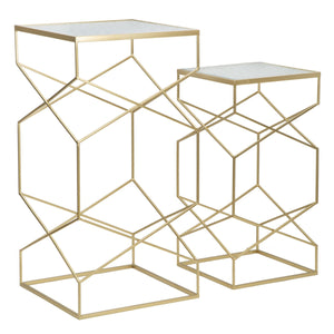 Tavolino MF595, Oro, Metallo, 50x50x100 cm, Seven Design