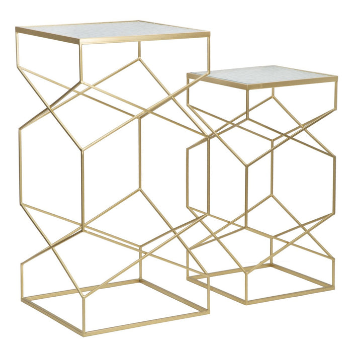 Tavolino MF595, Oro, Metallo, 50x50x100 cm, Seven Design