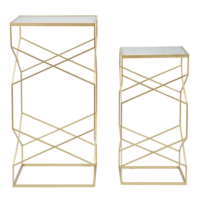 Tavolino MF595, Oro, Metallo, 50x50x100 cm, Seven Design