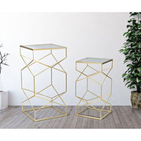 Tavolino MF595, Oro, Metallo, 50x50x100 cm, Seven Design