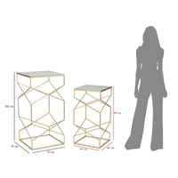 Tavolino MF595, Oro, Metallo, 50x50x100 cm, Seven Design