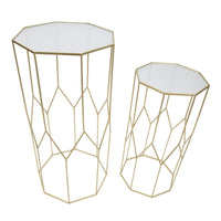 Tavolino MF598, Oro, Metallo, 50x46x100 cm, Seven Design