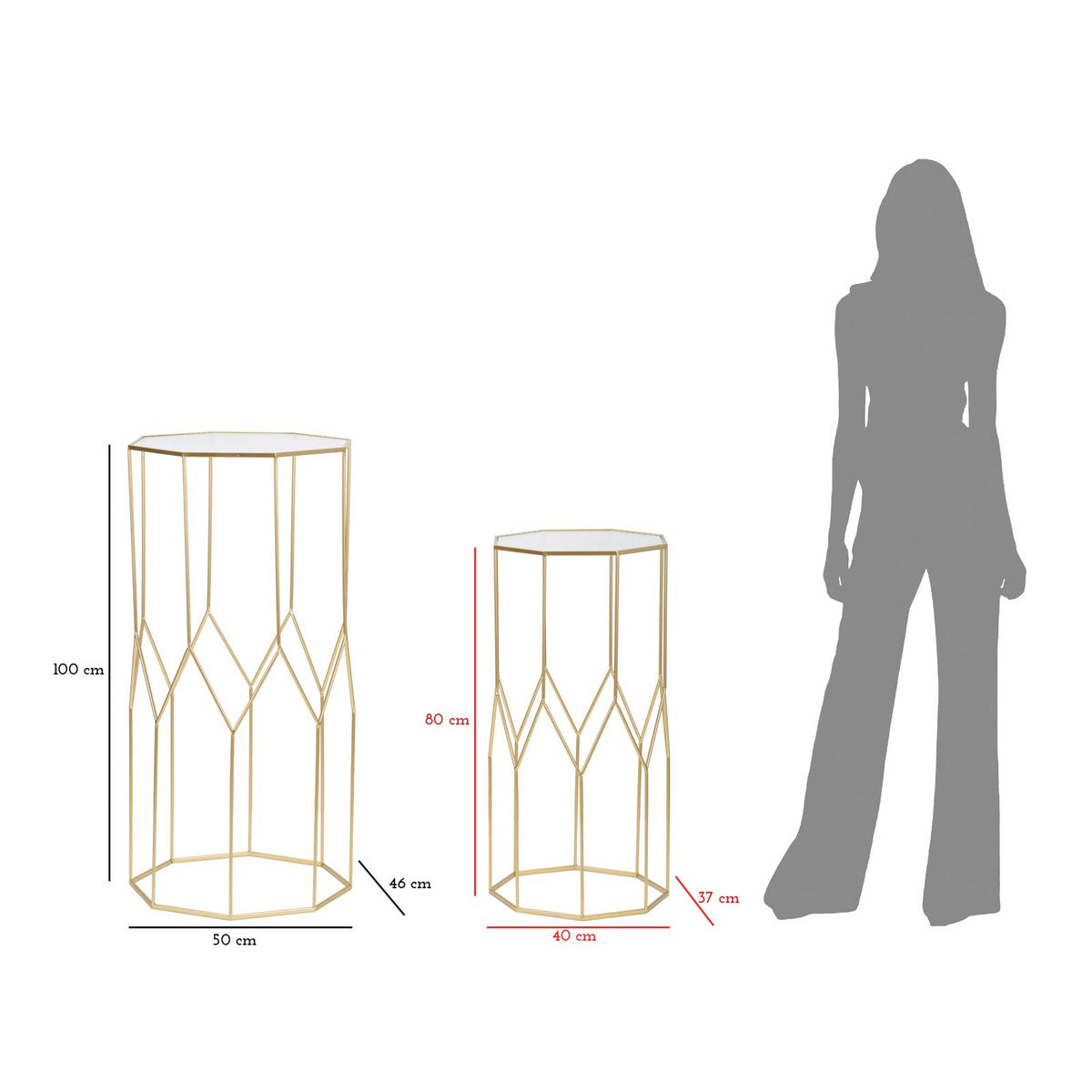 Tavolino MF598, Oro, Metallo, 50x46x100 cm, Seven Design