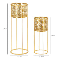 Set di 2 Vasi per Piante MF407, Oro, Metallo, 17x17x46 cm, Seven Design