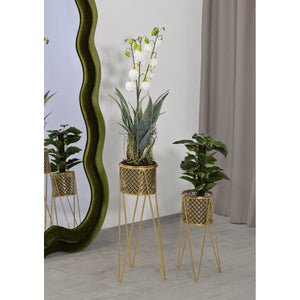 Set di 2 Vasi per Piante MF405, Oro, Metallo, 21x20x46 cm, Seven Design