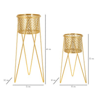 Set di 2 Vasi per Piante MF405, Oro, Metallo, 21x20x46 cm, Seven Design