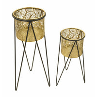 Set di 2 Vasi per Piante MF406, Oro, Metallo, 21x20x46 cm, Seven Design