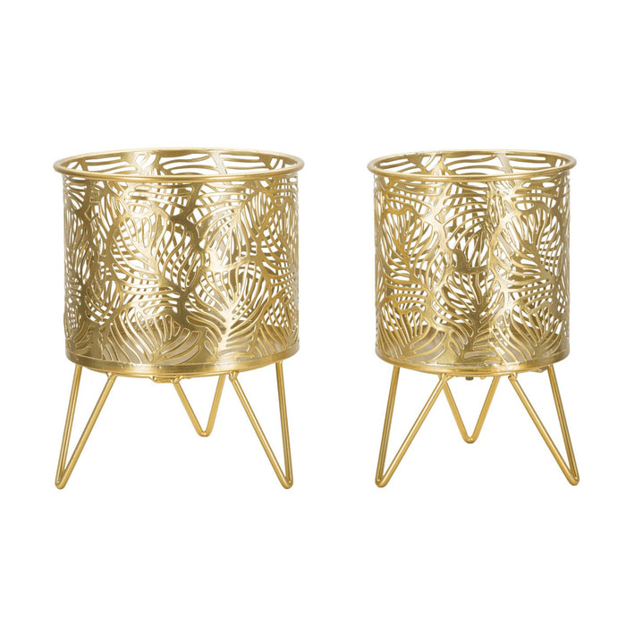 Set di 2 Vasi per Piante MF414, Oro, Metallo, 16x16x20 cm, Seven Design