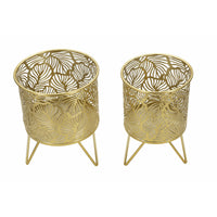 Set di 2 Vasi per Piante MF414, Oro, Metallo, 16x16x20 cm, Seven Design